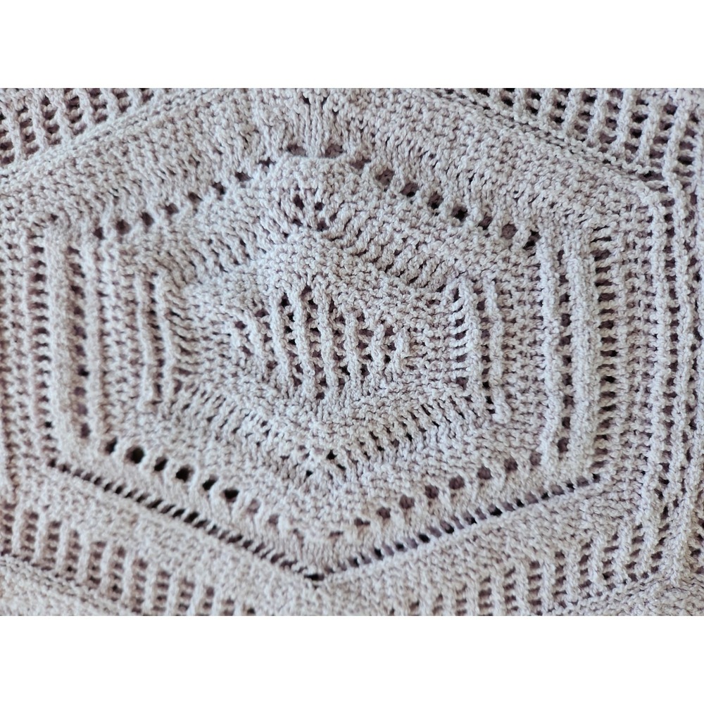 J Jill Sweater Large Lavender Open Knit Crochet Boho Beachy Coastal Cotton Blend - Picture 13 of 13
